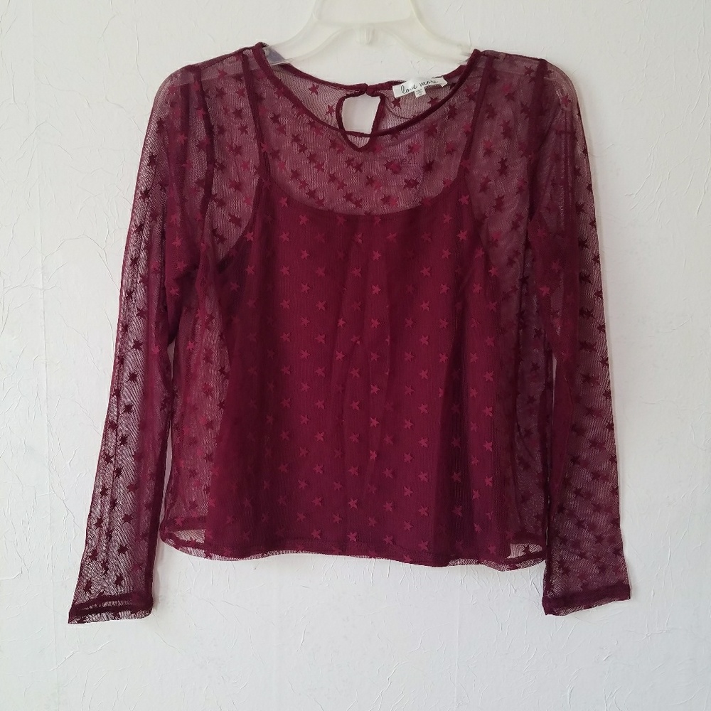 Rue21 Sheer Maroon Star Top - Picture 1 of 3